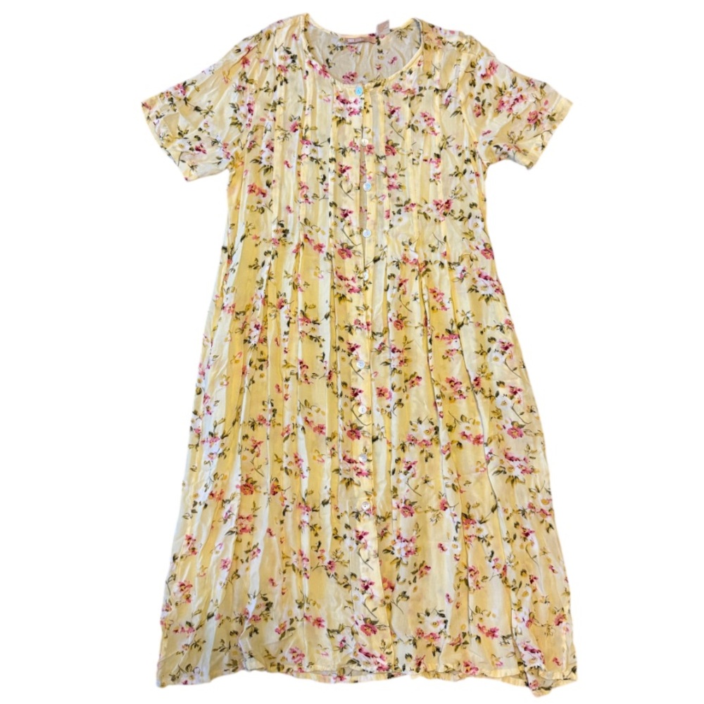 Floral Print Yellow MuuMuu Nightgown